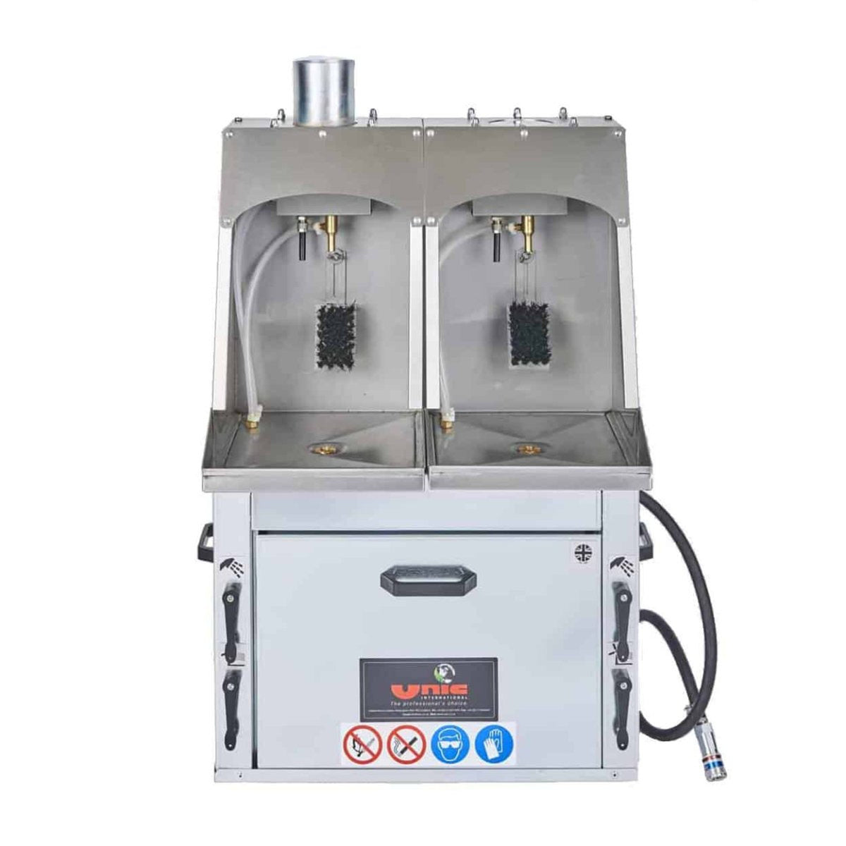 Actual UNIC double spray gun cleaner photo on white backdrop.